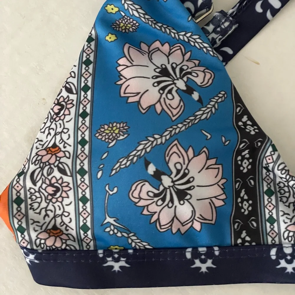 Zaful Reversible Floral Print Triangle Bikini Set Sz S